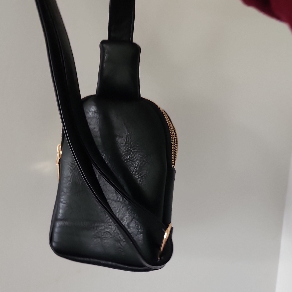 Black Crossbody Bag with Gold Accents - Picture 5 of 5